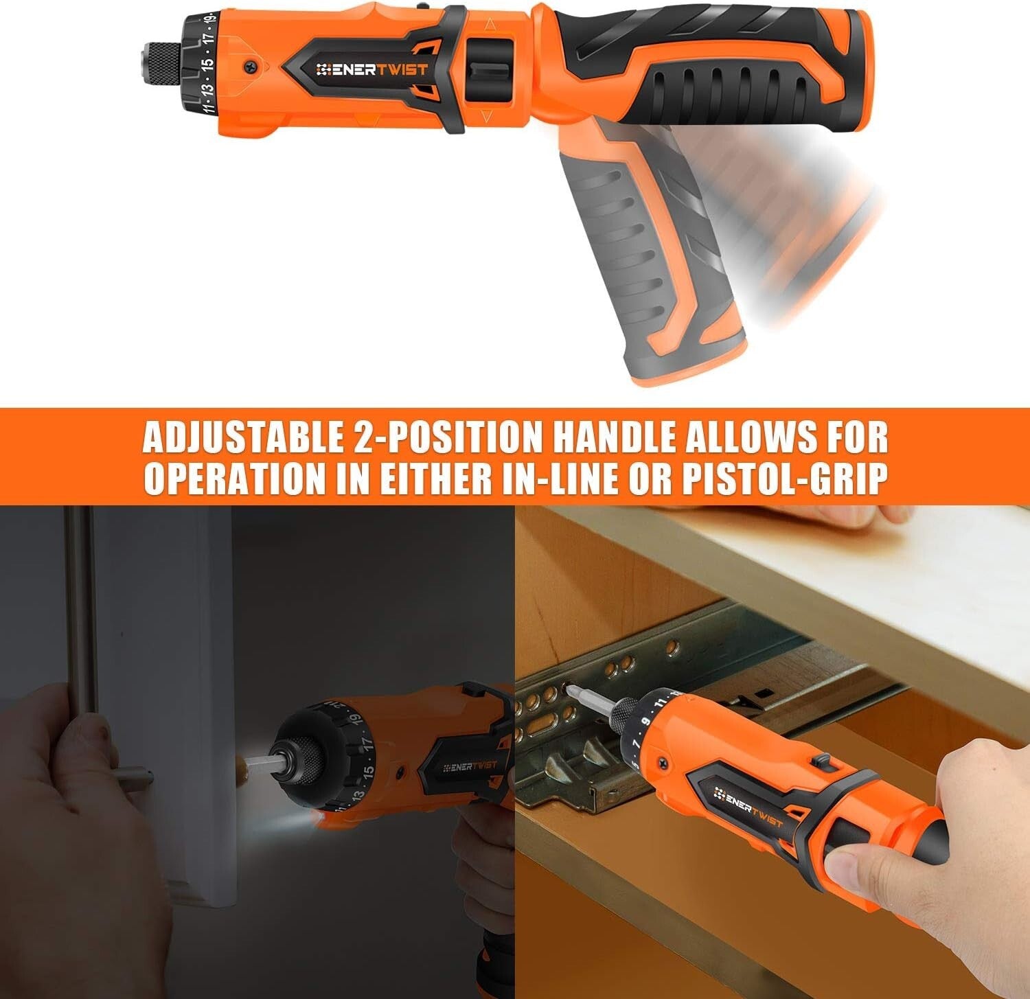 Portable Dual Position Cordless Screwdriver & 82-Piece Set - Ergonomic Design