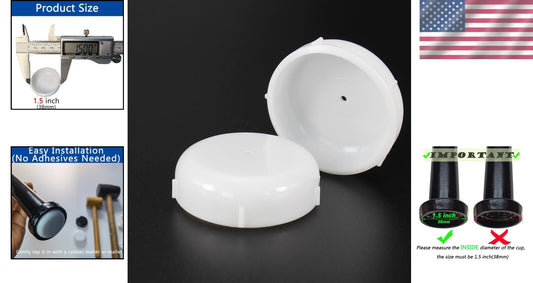 100 Pack 1.5" White Plastic Patio Furniture Glides - Floor Protectors for Chairs