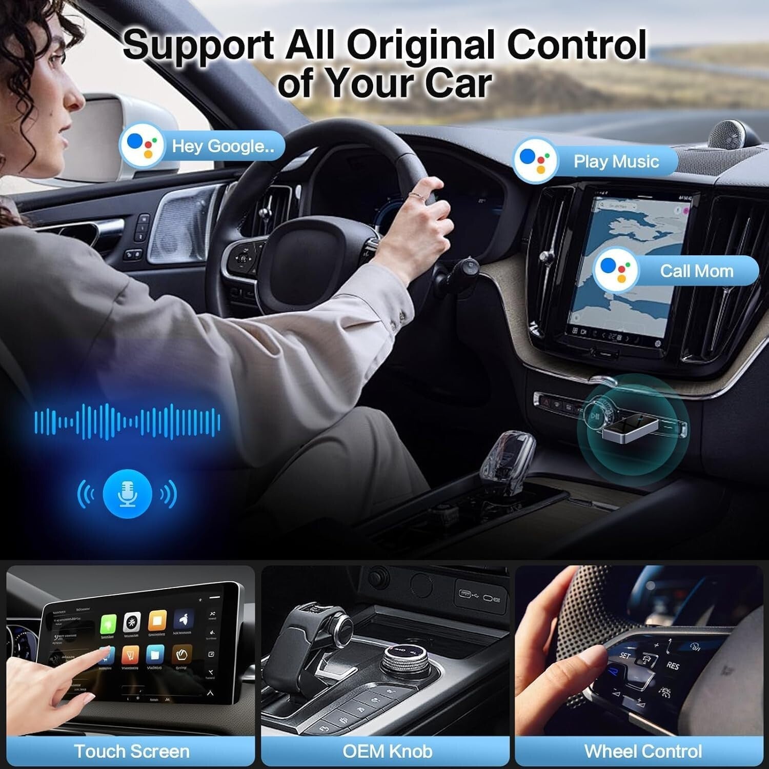 2024 Slim Wireless Android Auto Adapter - Automatic Connection with USB C/A
