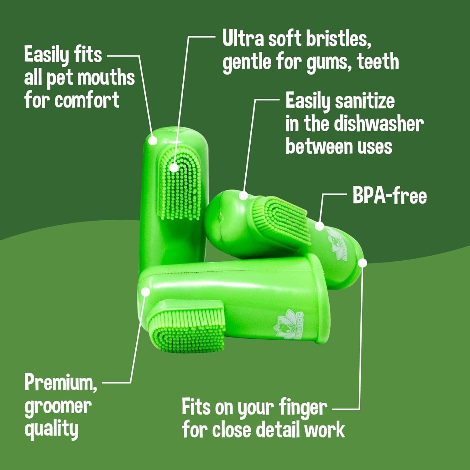 Pet Finger Toothbrush with Built-In Tongue Scraper - Clean Teeth & Fresh Breath