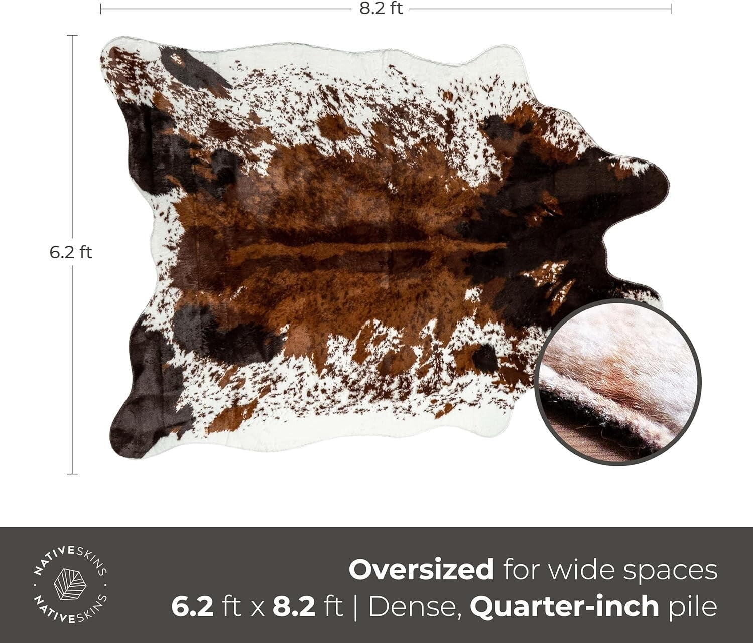 Luxe Faux Cowhide Area Rug 6.2ft x 8.2ft – Perfect for Living & Entryways