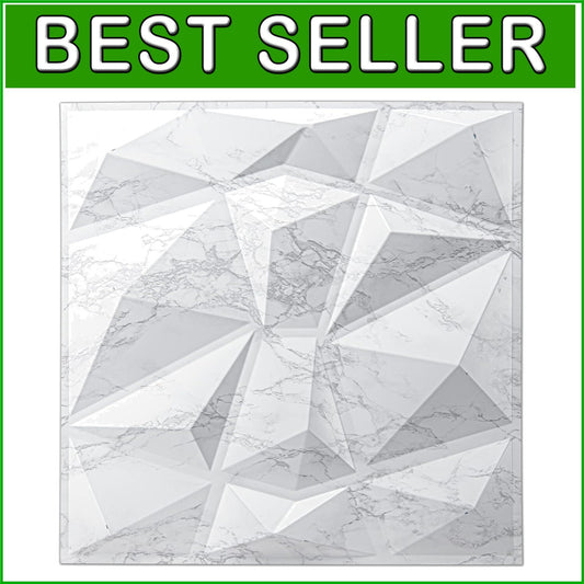 Diamond Design 3D PVC Wall Panels - Glossy White Marble for Elegant Interiors