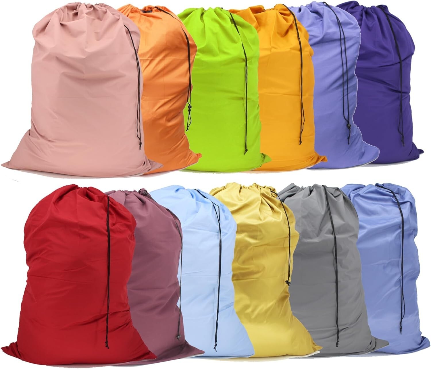 Machine Washable Extra Large Drawstring Laundry Bags - 12 Pack for Everyday Use