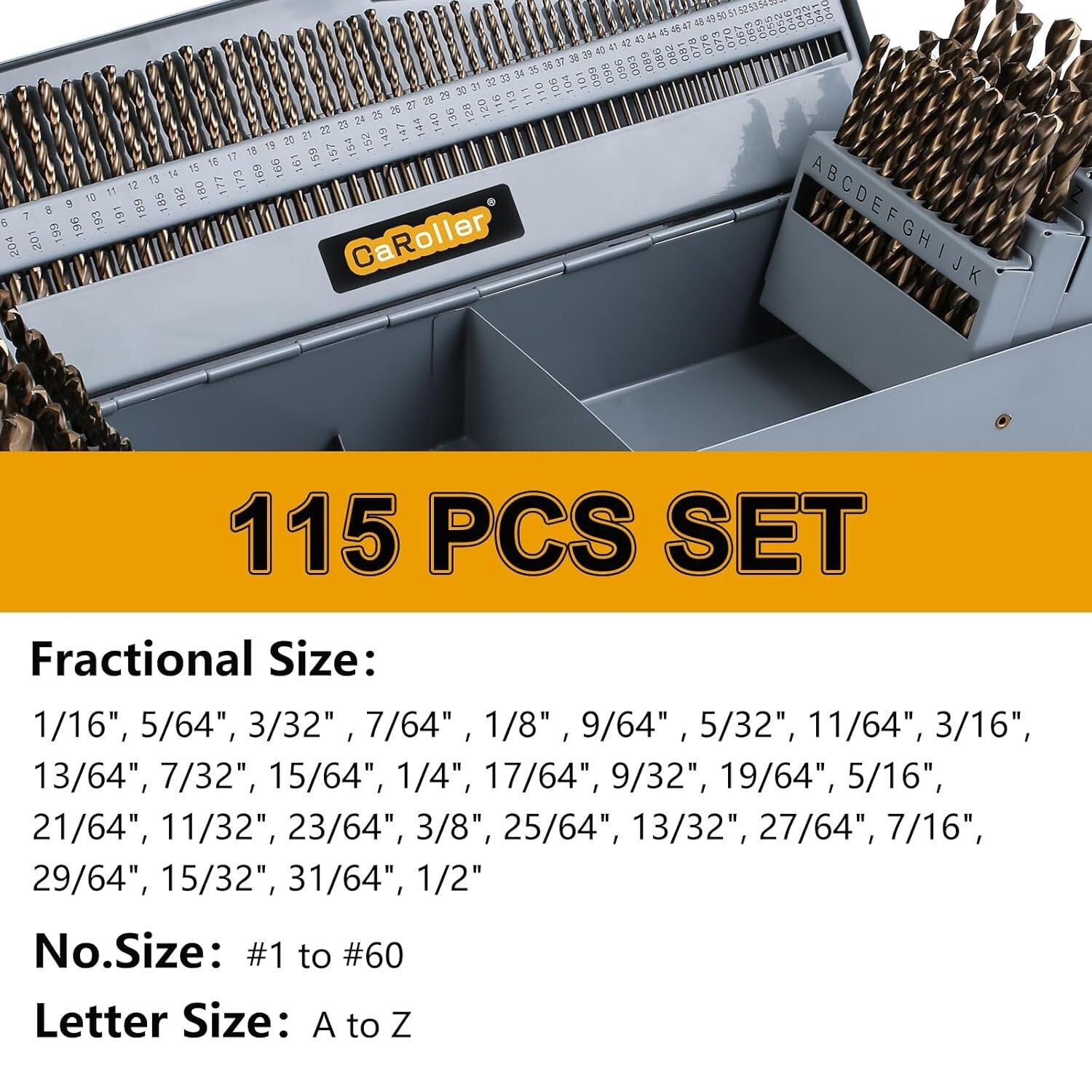 Versatile M35 Cobalt Drill Bit Set - 115 Pieces with Round Shank & Ergonomic Box