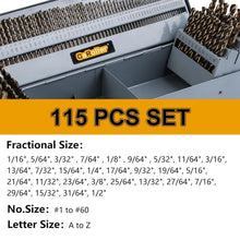 Load image into Gallery viewer, Versatile M35 Cobalt Drill Bit Set - 115 Pieces with Round Shank &amp; Ergonomic Box
