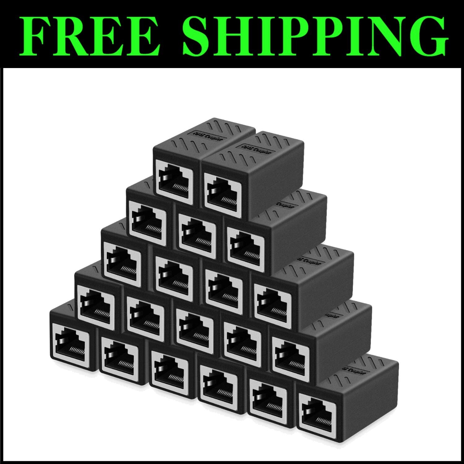 20-Pack Shielded RJ45 Couplers - Female to Female, Ideal for Extended Ethernet