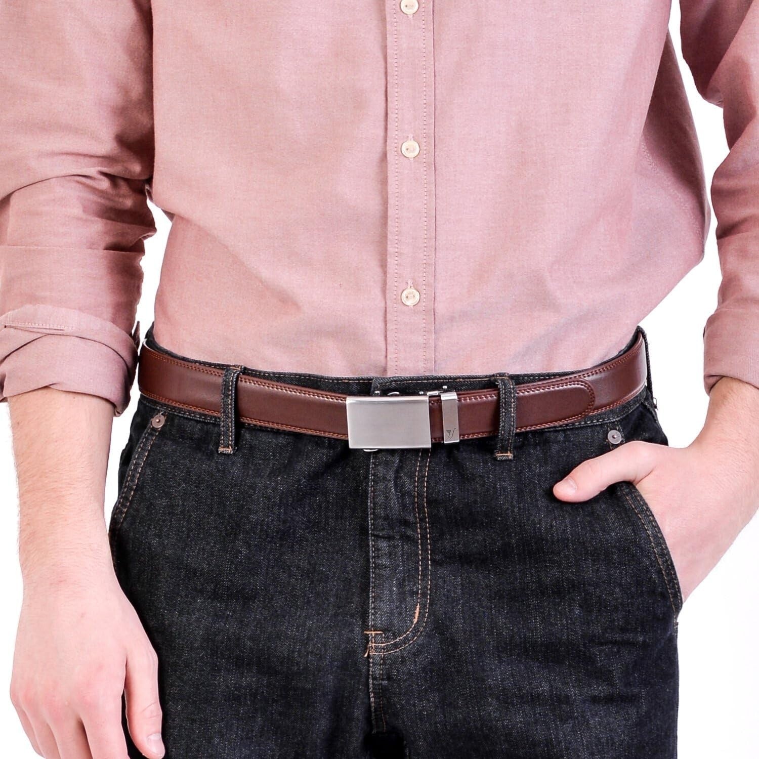 Fashion-Forward Men's Leather Belt - Removable Buckle, Buy a Belt, Feed a Family