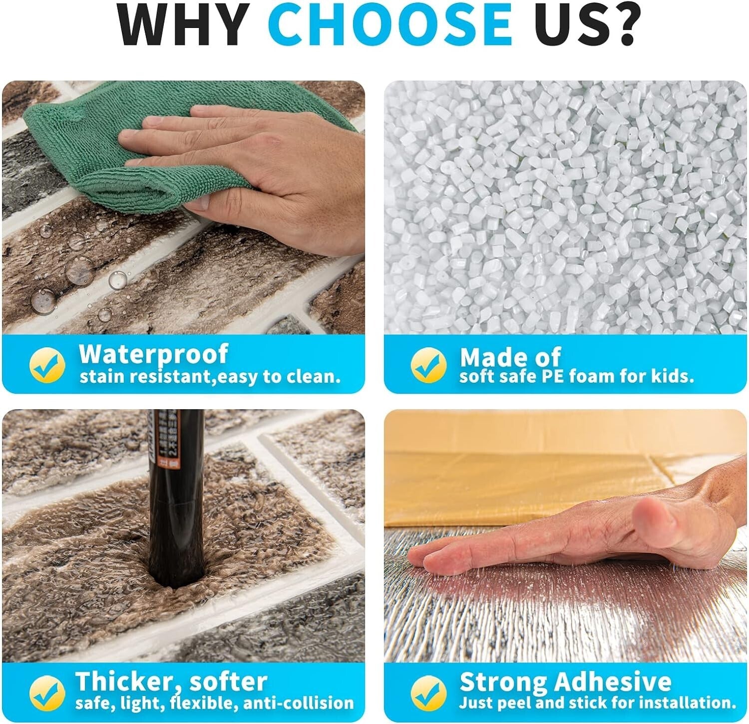 20-Pack 3D Peel and Stick Faux Brick Wall Panels - Waterproof & Stain Resistant