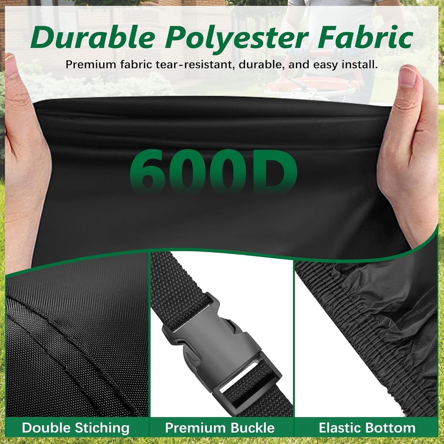 600D Heavy-Duty Zero-Turn Mower Cover - Drawstring & Protection Bag Included