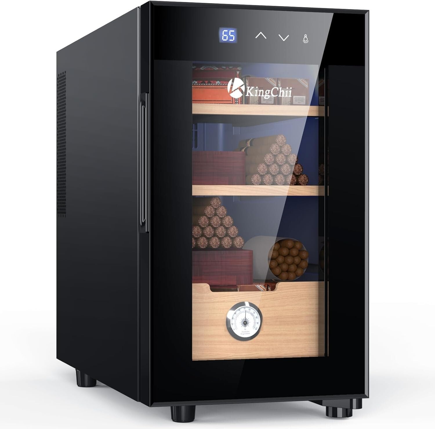 3-Layer Spanish Cedar Cigar Cabinet with Touch Control and 360° Air Circulation