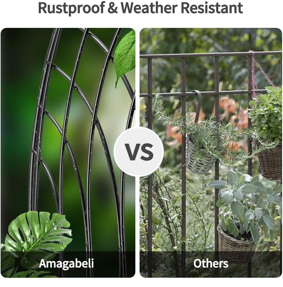 Heavy-Duty 75" x 31" Iron Trellis for Climbing Plants - Black & Rustproof Design