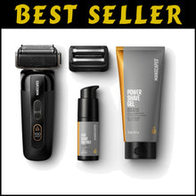 Load image into Gallery viewer, Men’s Electric Face Shaver with Interchangeable Blades &amp; Shaving Gel – SkinSafe