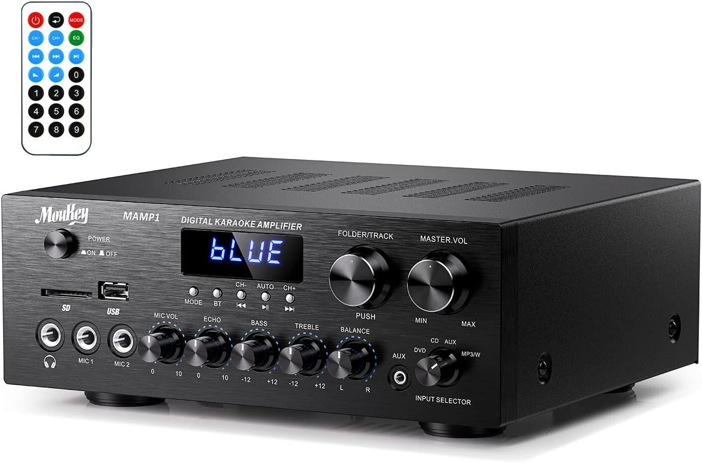 Compact 2.0 Channel Audio Amplifier with Bluetooth & Multiple Inputs System