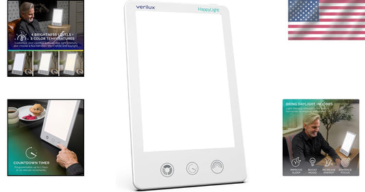 HappyLight Luxe - 10,000 Lux UV-Free Light Therapy Lamp for Mood & Energy Boost