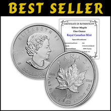 Load image into Gallery viewer, Lustrous Canadian Silver Maple Leaf Coin - $5 Brilliant Uncirculated, 1 Troy Oz