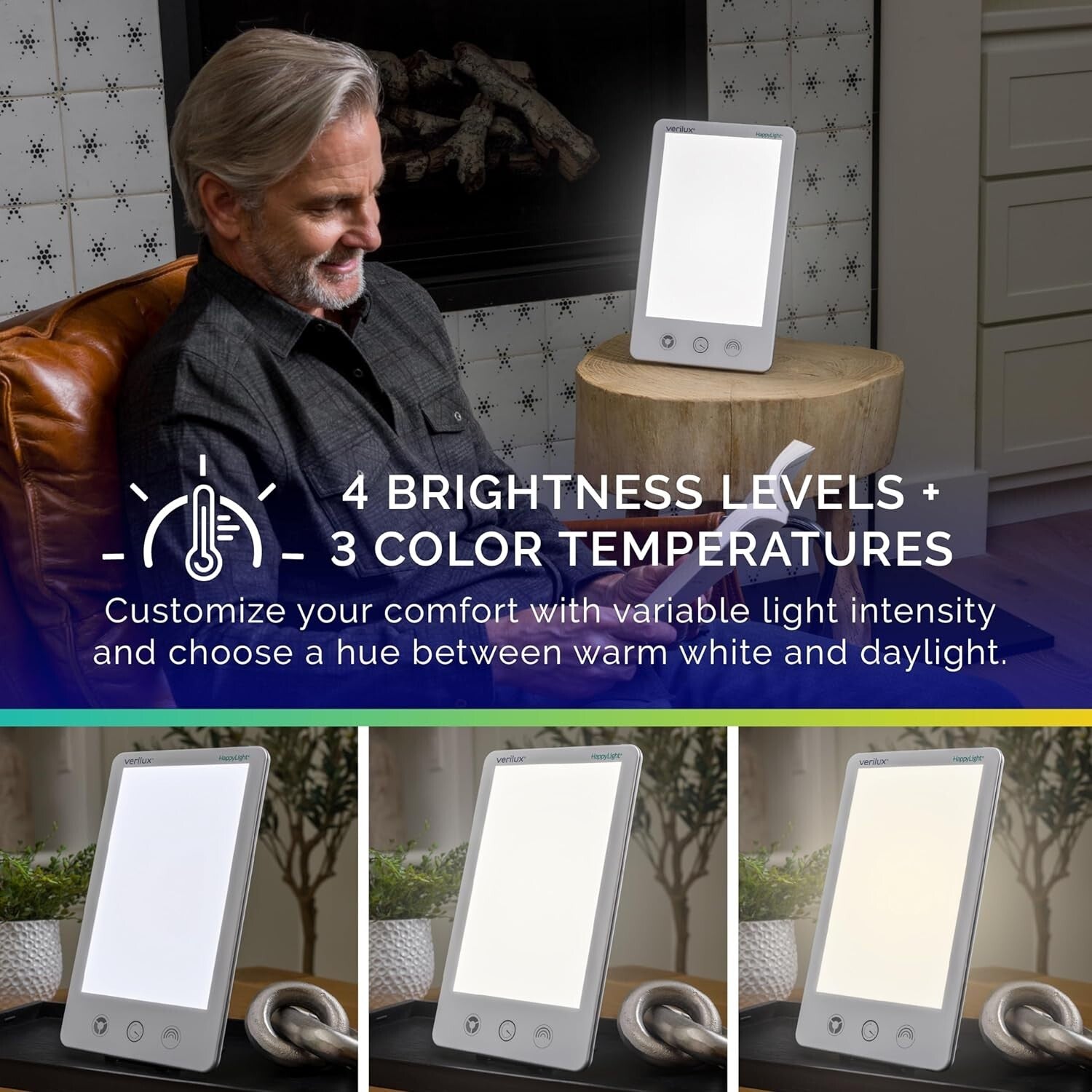 HappyLight Luxe - 10,000 Lux UV-Free Light Therapy Lamp for Mood & Energy Boost