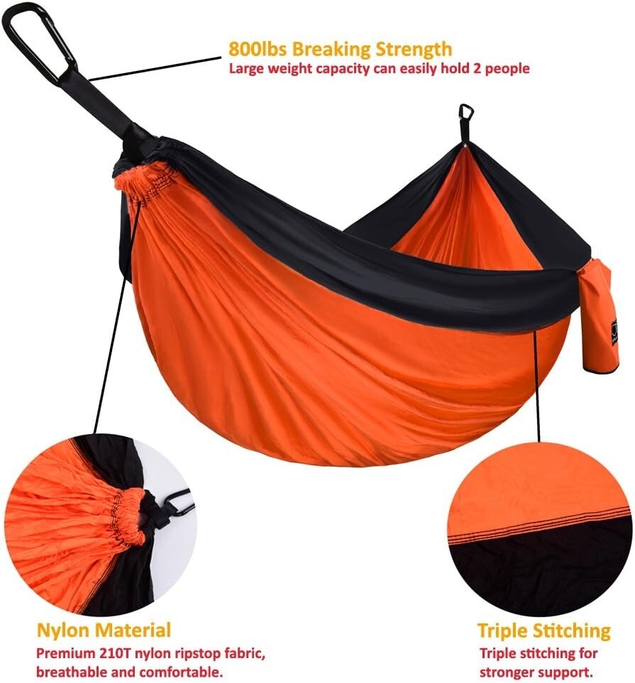 Ultralight Double Hammock - 125" x 79" Size with 1000 lbs Strength, Easy Setup