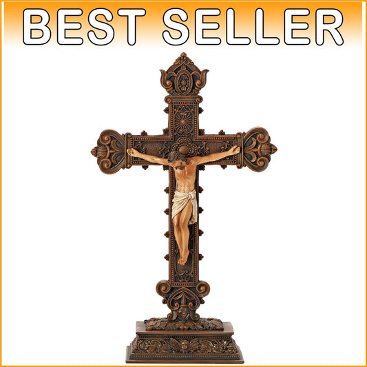 Intricately Designed 14.5" H Standing Crucifix - Inspirational Statement Piece