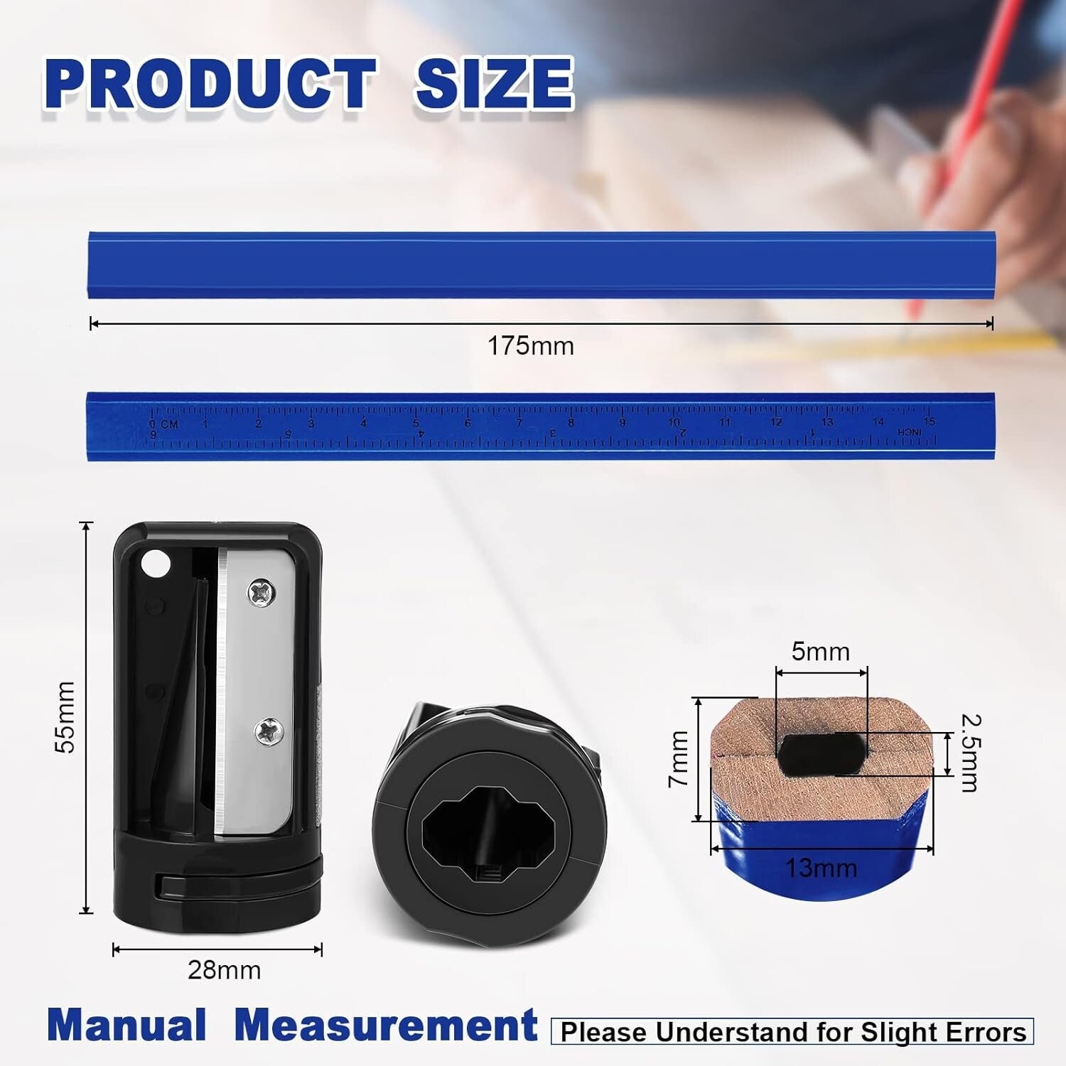 Professional Woodworking Pencils & Sharpeners Set - 200 Pcs for Accurate Marking