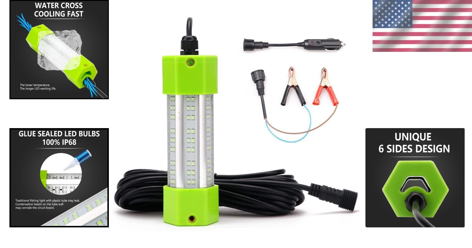 Super Bright IP68 Submersible FISH Glow Light 130W DC Underwater Fishing LEDs