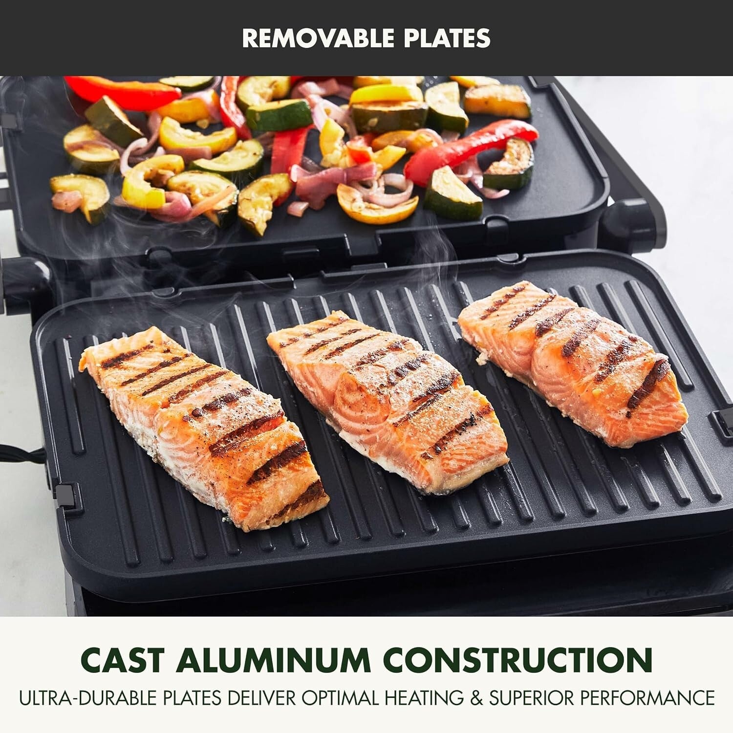 Versatile 6-in-1 Contact Grill & Griddle with Reversible Plates and Dual Heat