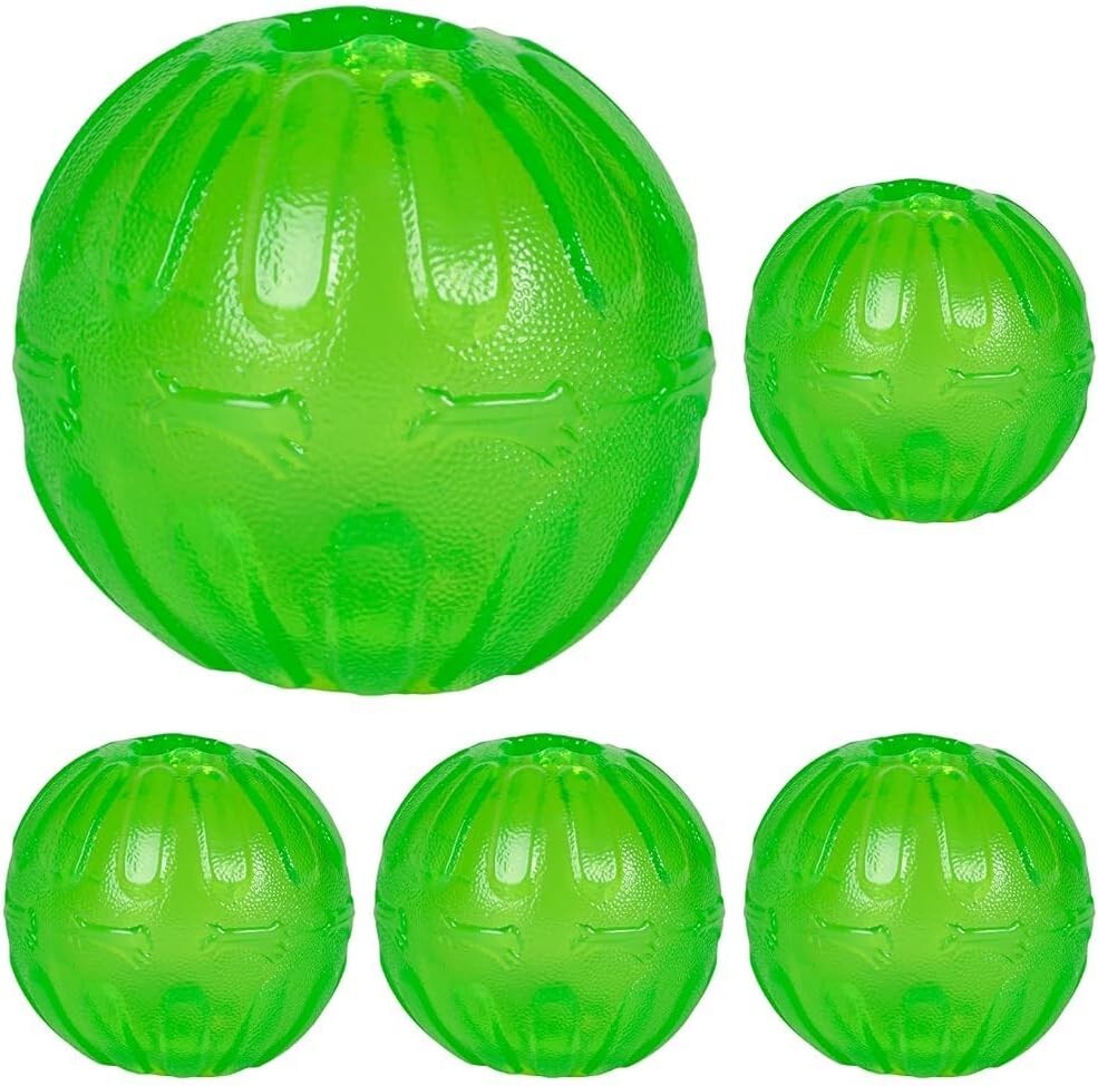 Pack of 5 Green Dog Chew Balls - Treat Dispensing Fun for Active Pets