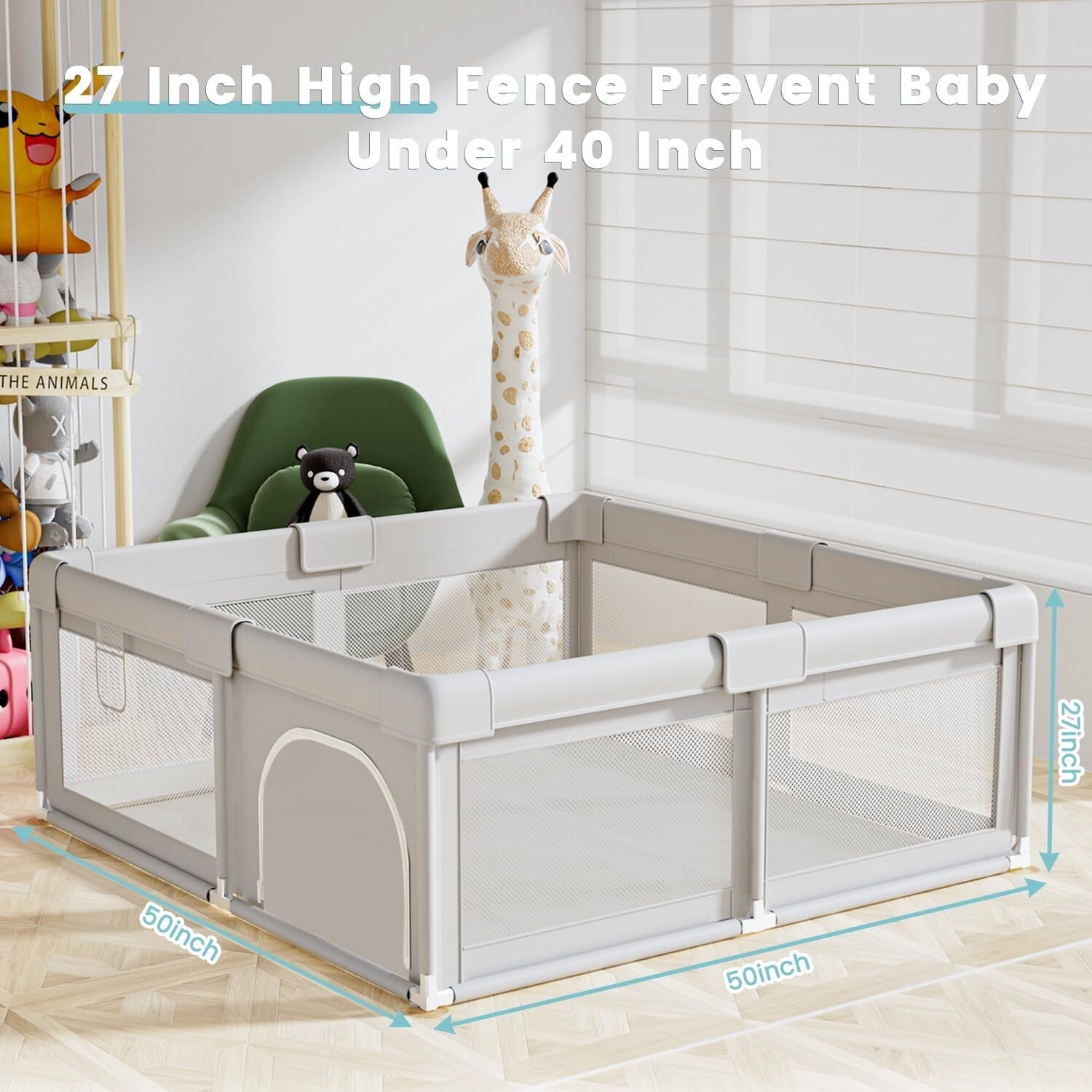 50x50 Inch Eco-Friendly Baby Playpen - Large Safe Play Yard for Indoor & Outdoor