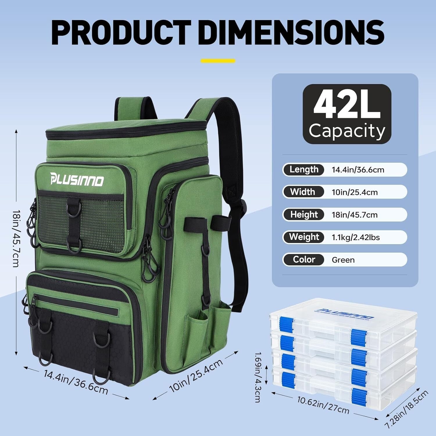 42L Large Capacity Fishing Tackle Backpack with Ergonomic Design and Rod Holders