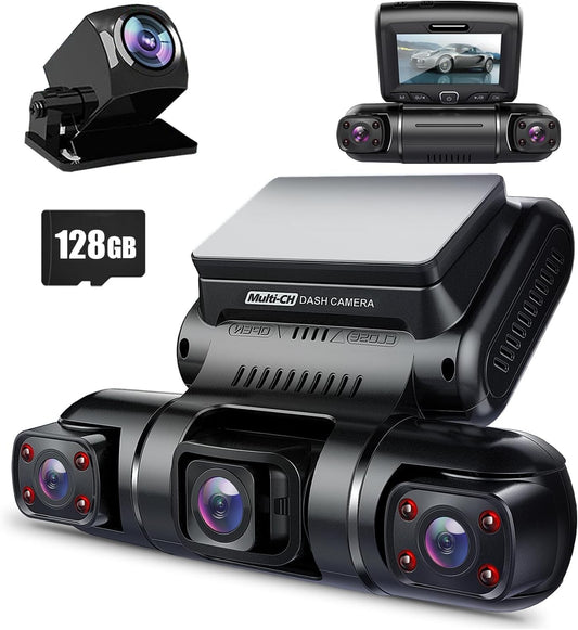 4-Channel Dash Cam with Parking Mode & Wi-Fi - 360-Degree Coverage, 128G Card