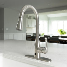 Load image into Gallery viewer, Modern Touchless Kitchen Faucet in Brushed Nickel with Retractable Hose Feature