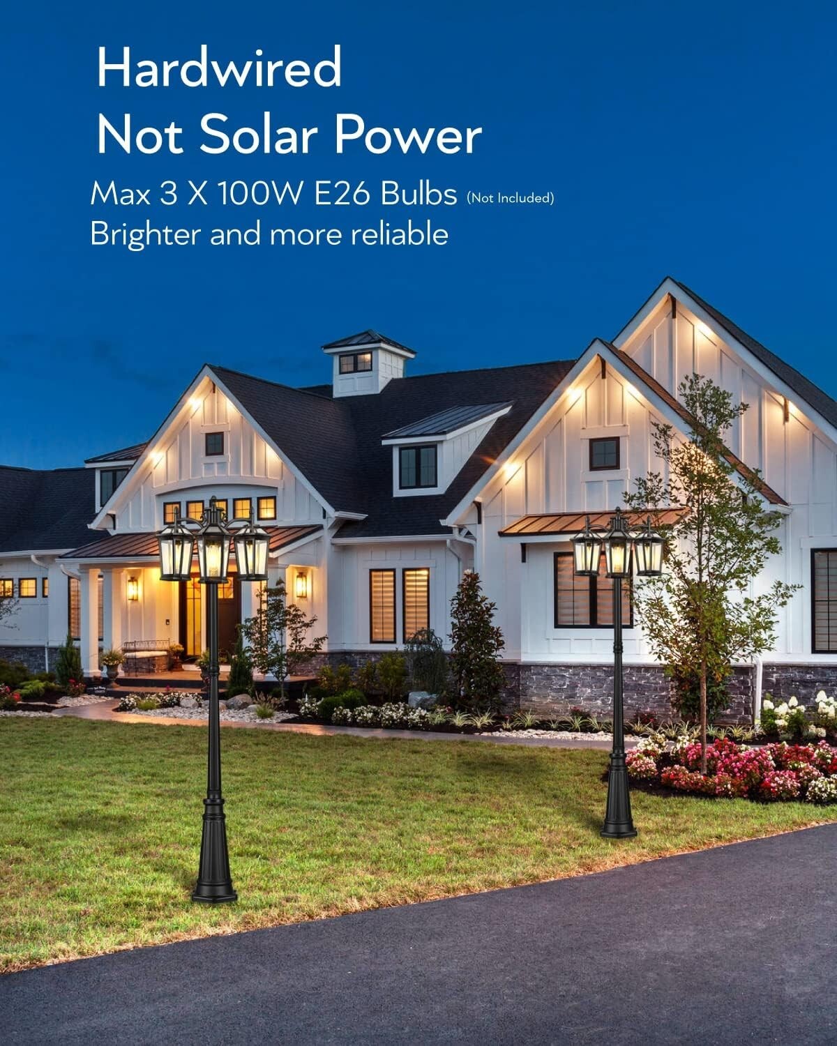 Modern Outdoor Lamp Post Light - 3-Head Waterproof Design with LED Compatibility