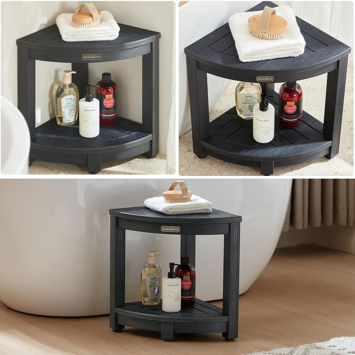 Lightweight Poly Lumber Corner Shower Seat - Versatile Multi-Functional Bench