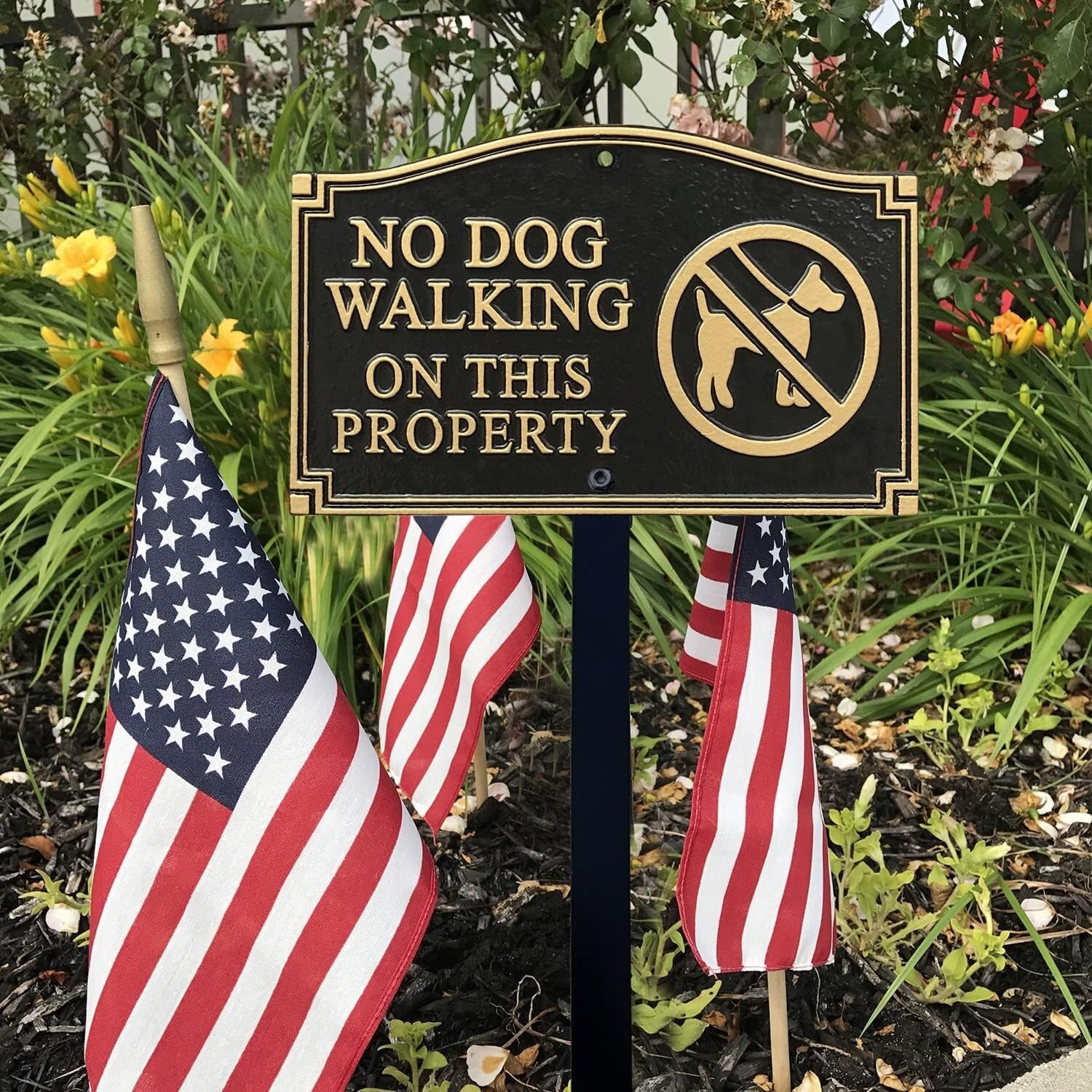 Elegant No Dog Walking on This Property Sign - 5.75x9.5" Rectangular Design