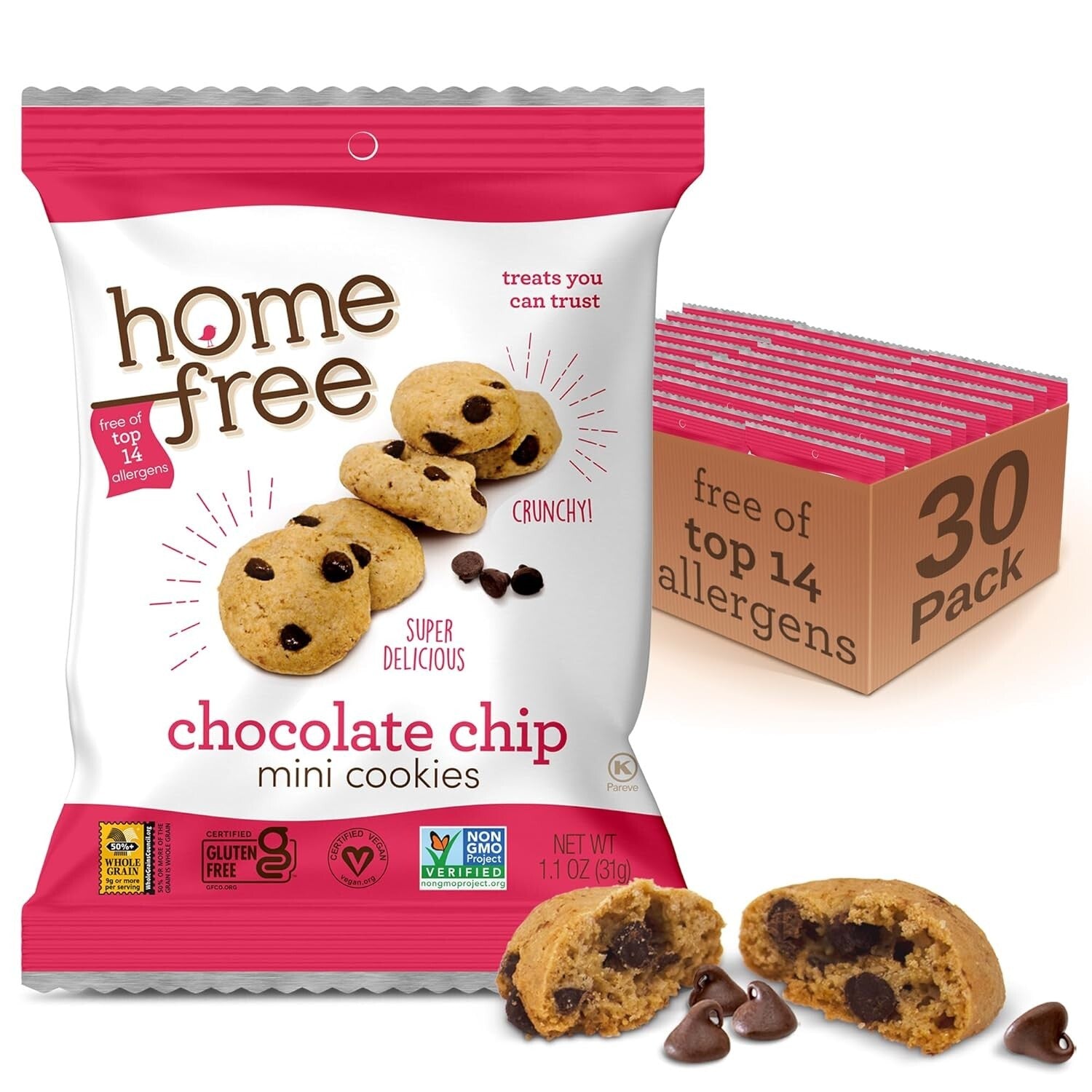 Kids Love These Gluten-Free Chocolate Chip Cookies - Nut-Free & Vegan, 30 Packs