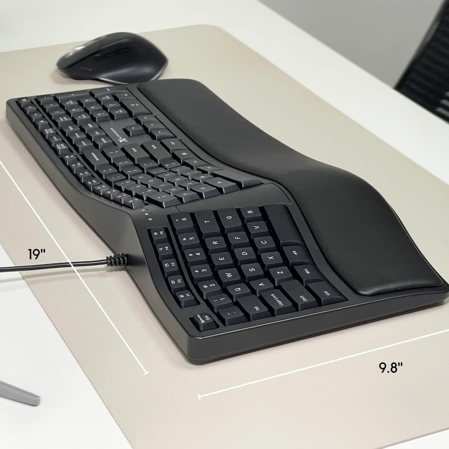 X9 Wired Ergonomic Keyboard: Cushioned Wrist Rest and 110 Keys for Productivity