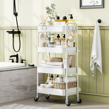 Load image into Gallery viewer, Sturdy 4-Tier Rolling Cart with Wheels - Ideal Baby, Craft, and Kitchen Storage