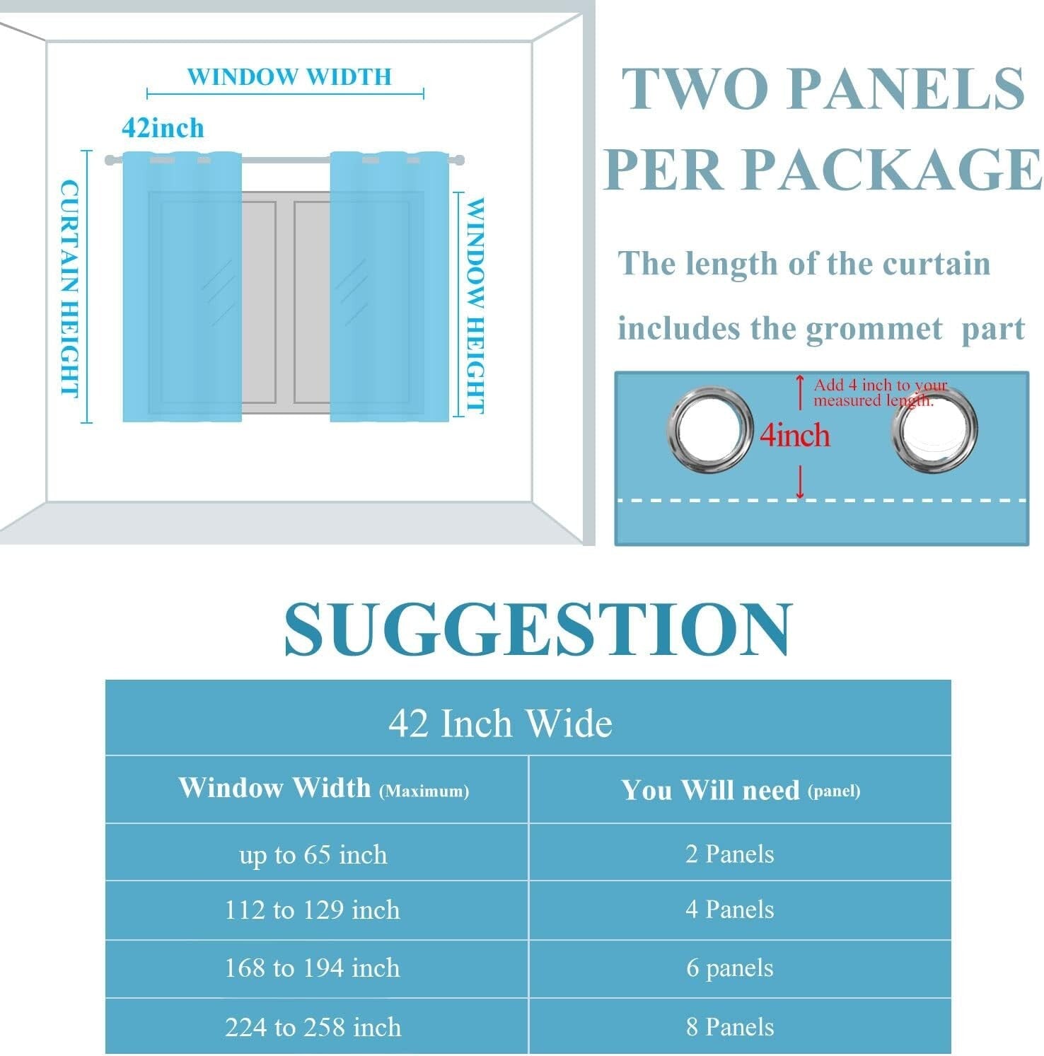 Stylish Ombre Blackout Drapes - 2 Panels of Full Light Blocking Curtains, 42x84