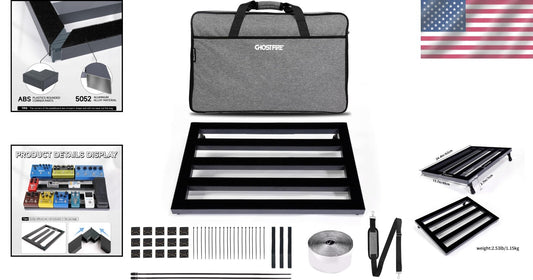 Ghost Fire Large Guitar Pedal Board - Lightweight, Durable with Side Pocket Bag