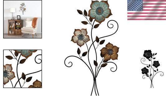 Lifelike 3D Flower Wall Decor in Bronze - 19.25 W for Artistic Home Flair