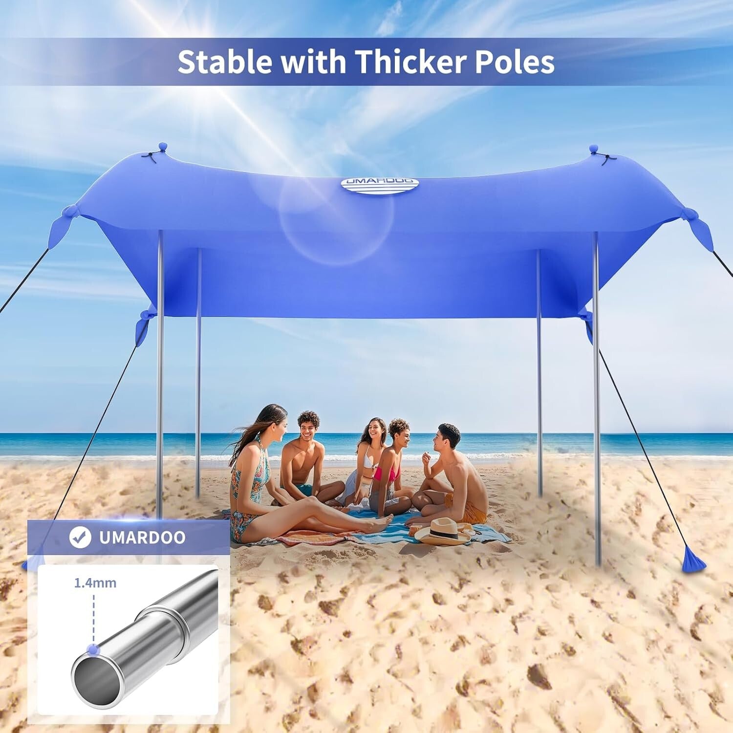 10×10FT Portable Beach Tent with UPF 50+ Sun Protection - Family Outdoor Shelter