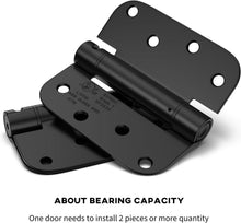 Load image into Gallery viewer, Heavy-Duty Matte Black Door Hinges 4 Pack - Adjustable Spring-Loaded System
