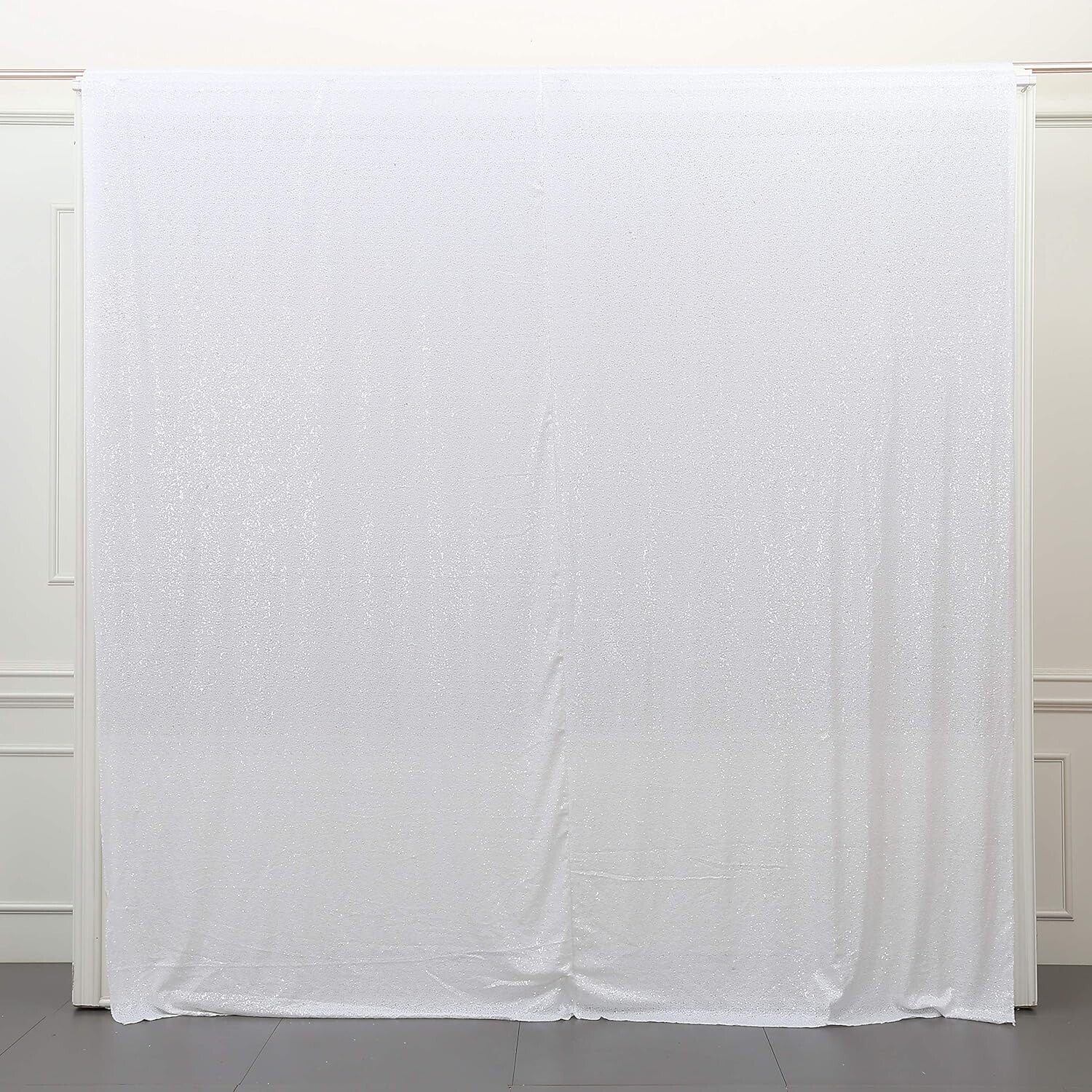 Elegant 8x8 Ft White Sequin Background - Ideal for Birthday & Wedding Decor