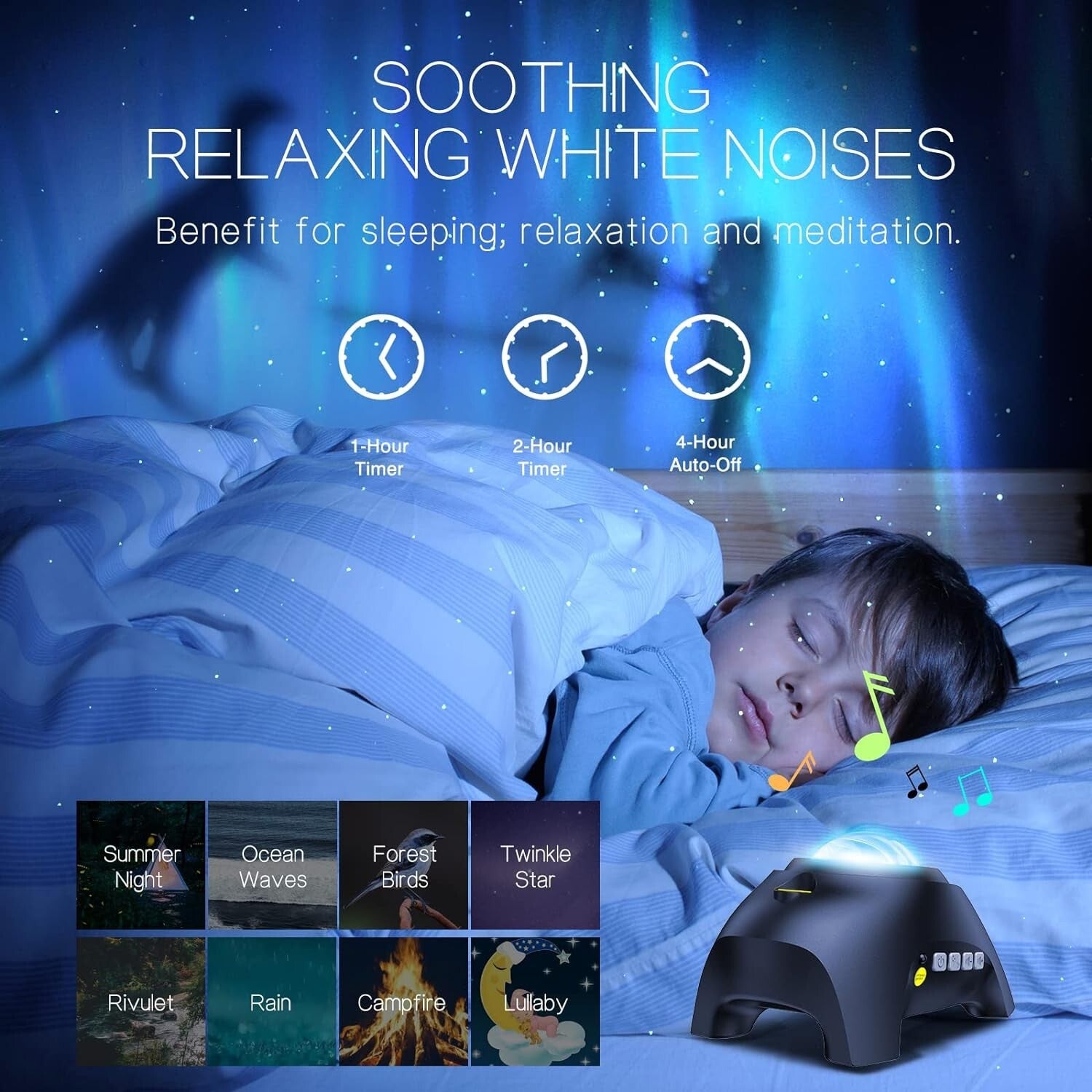 33 Light Effects Galaxy Projector - Bluetooth Night Light & Soothing Sounds