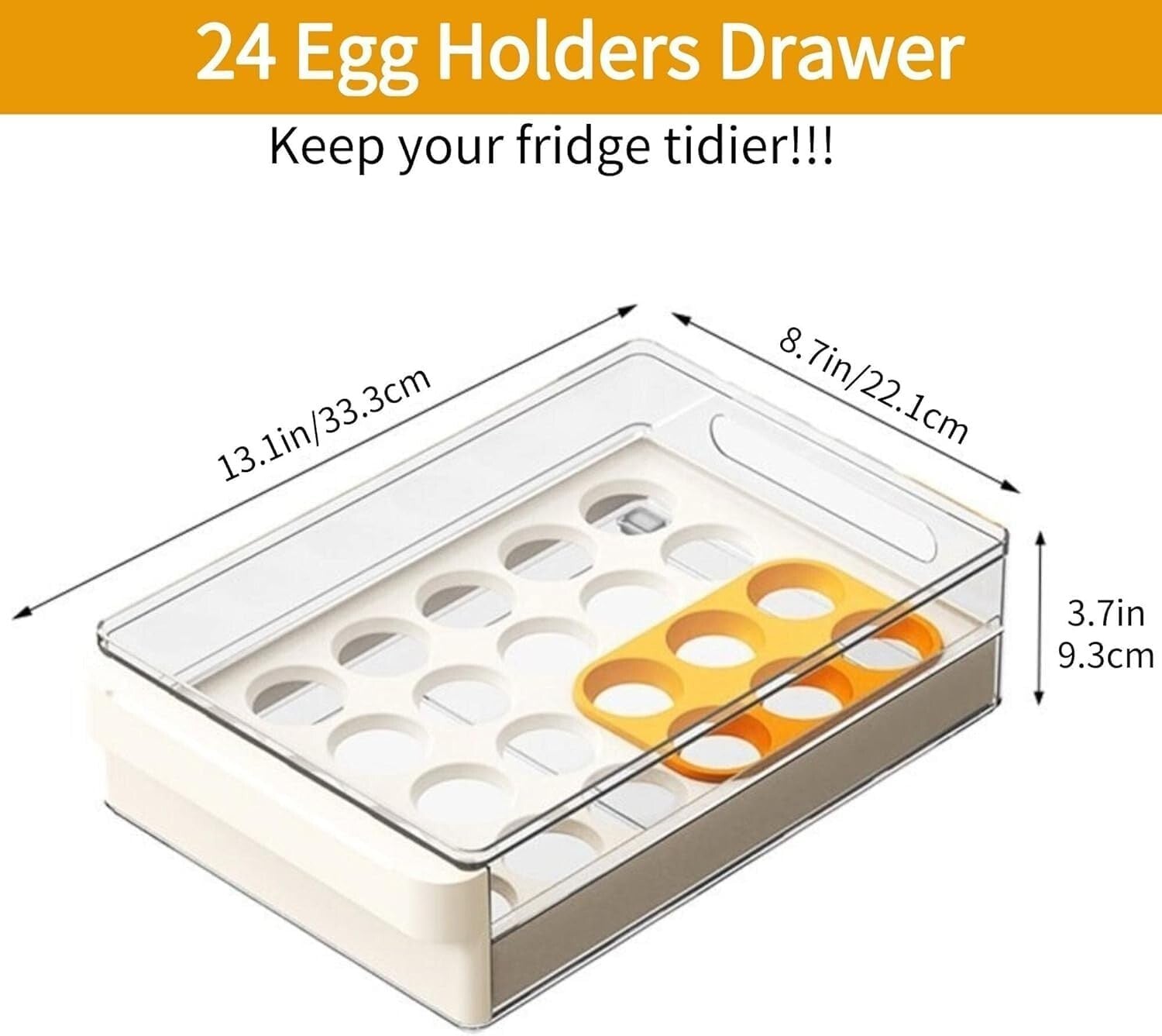 Stackable 2-Pack Clear Egg Holder with Non-Slip Base for Organized Refrigerators