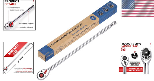 Ergonomic 1/2-Inch Drive Socket Wrench - Quick-Release 72-Tooth Cr-Mo Head