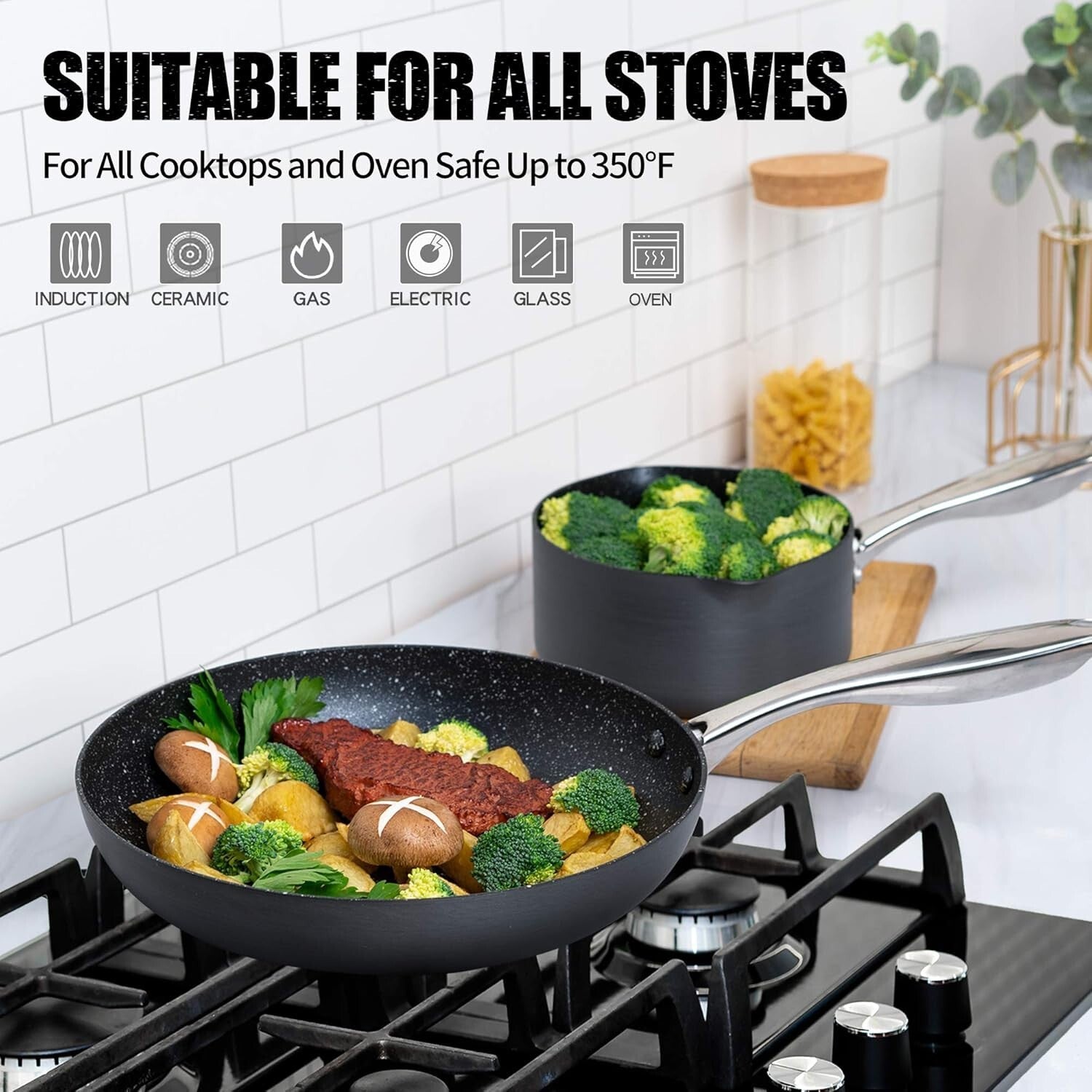 Effortless Cooking with 10-Inch Nonstick Frying Pan and Vented Lid - PFOA Free