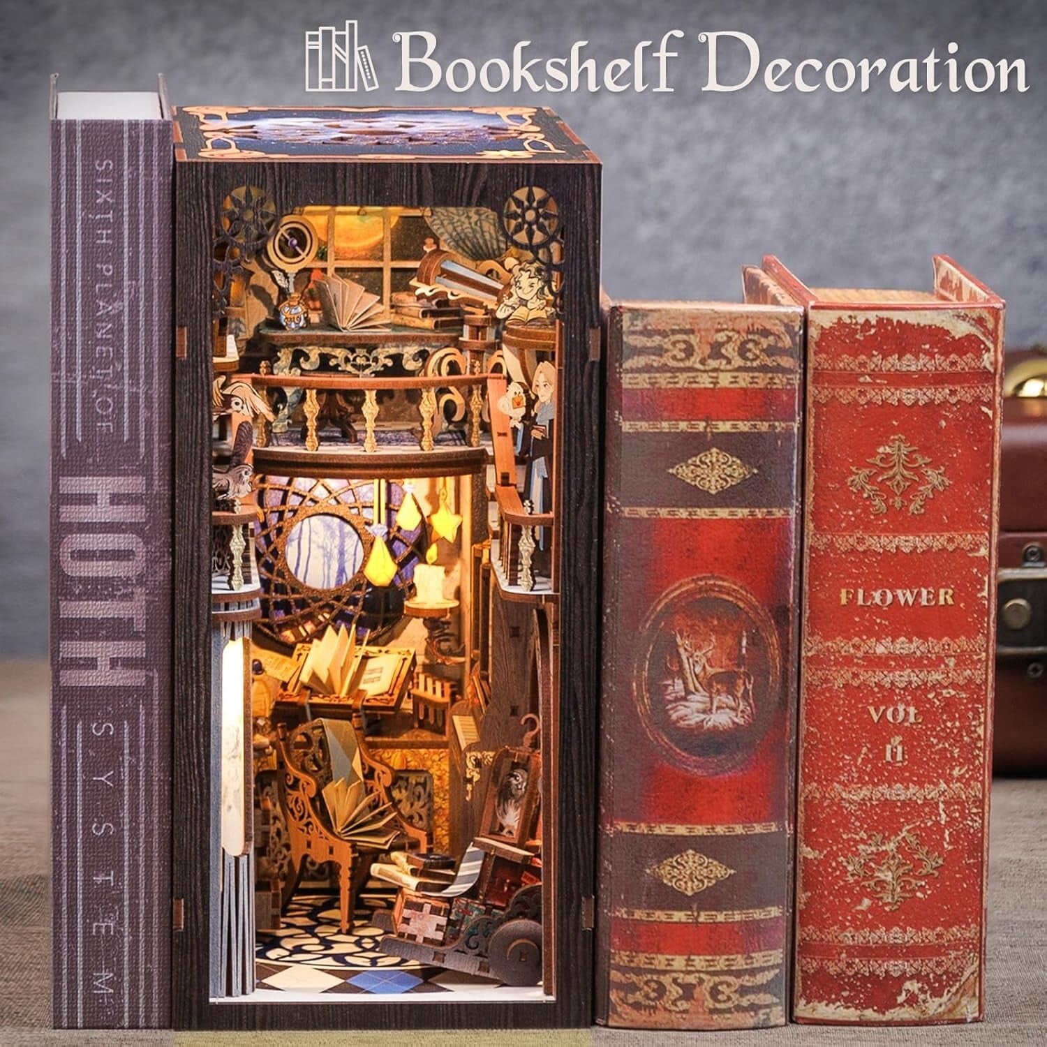 Nebula Common Room Book Nook Kit - Enchanting Miniature Decor with LED Light