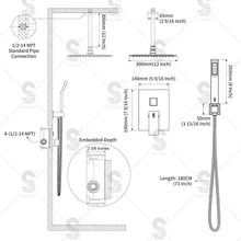 Load image into Gallery viewer, Matte Black Luxury Shower Faucet Set - 12 Inch Rain Shower Head with Trim Kit