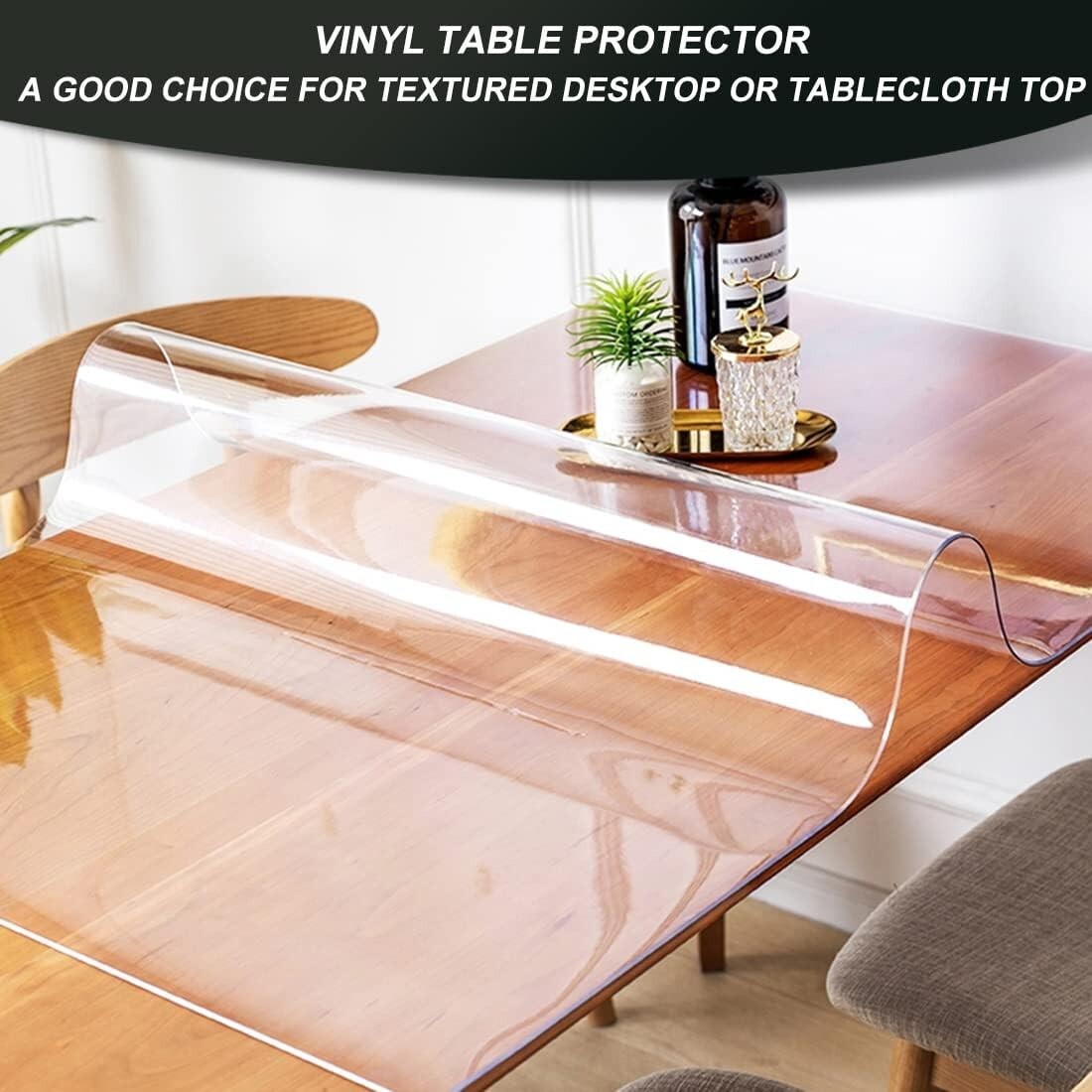 Heavy-Duty Waterproof Table Cover Protector - 1.5mm Thick Clear Vinyl