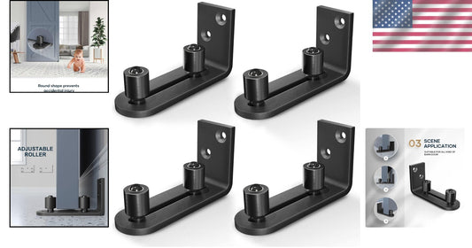 Premium Black Steel Sliding Barn Door Guide with Two Assembly Options - 4 Pcs